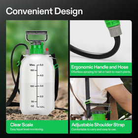 22.2-inch wand and 50-inch hose extend reach for irrigation.