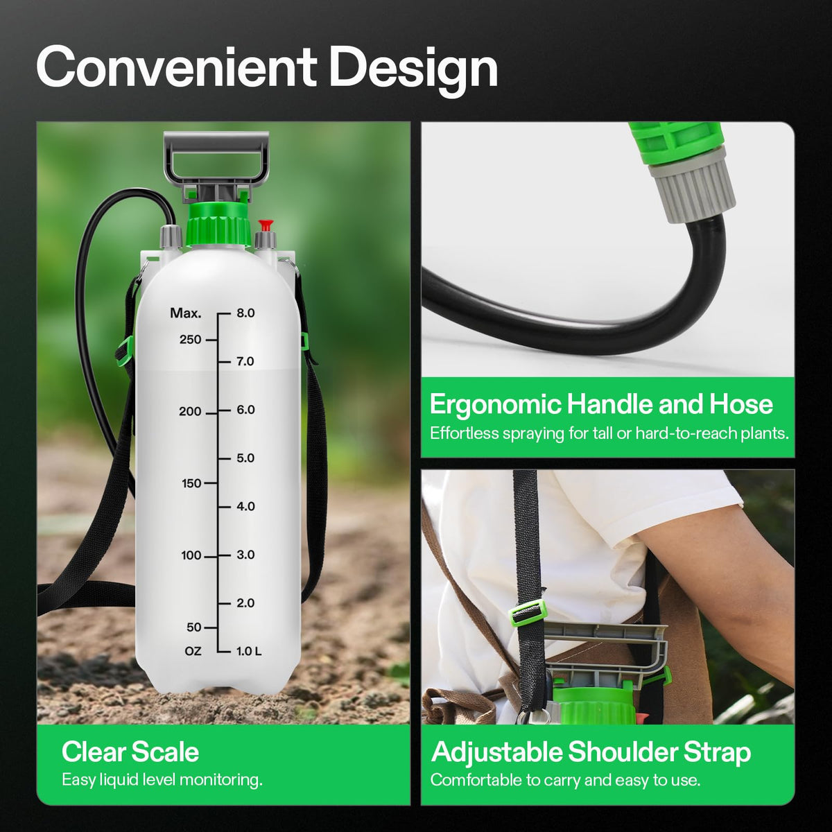 Pressure relief valve on the VIVOSUN sprayer supports safer spraying.