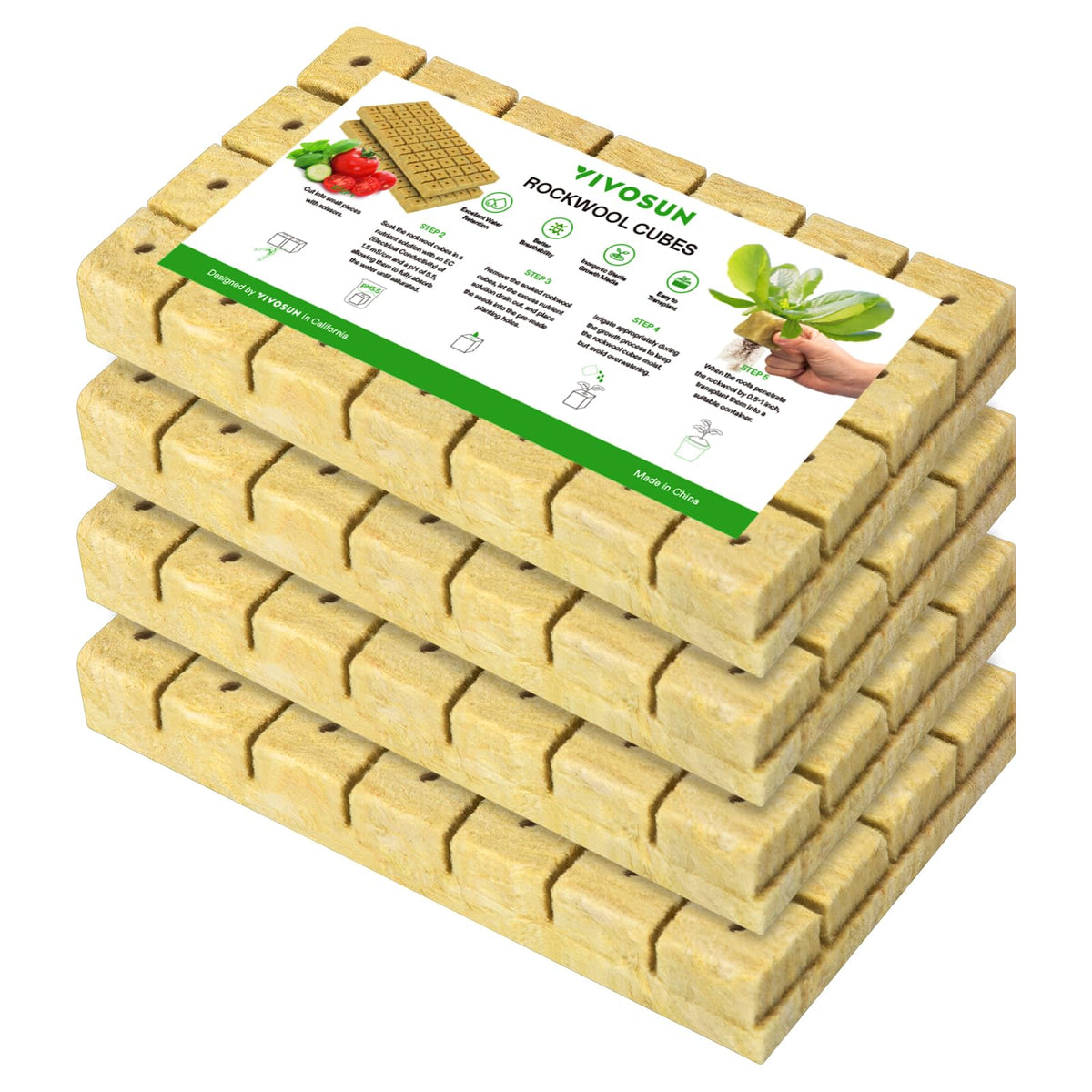 VIVOSUN rockwool cubes pack with 112 plugs for propagation