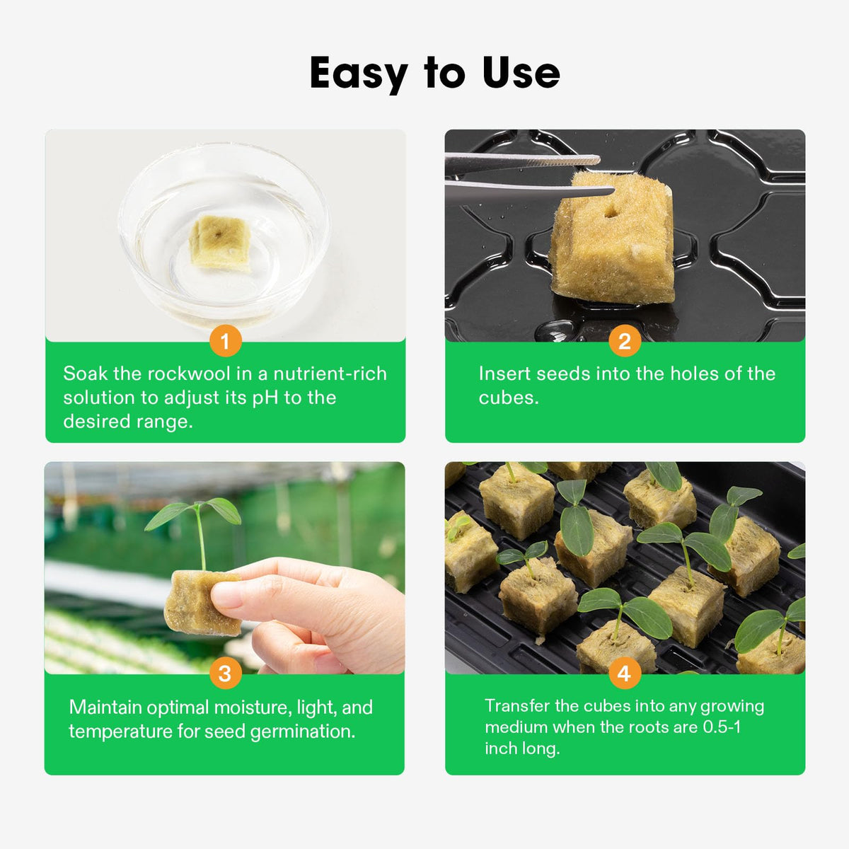 VIVOSUN rockwool cubes suitable for cloning and seedling transfer.