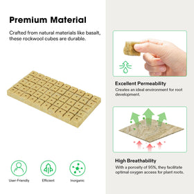VIVOSUN rockwool cubes highlight permeability, promoting oxygen access for roots and healthier development.