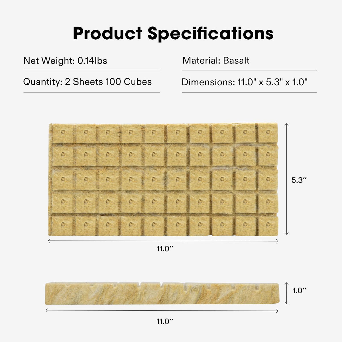 VIVOSUN rockwool cubes two-sheets pack ideal for hydroponics propagation.