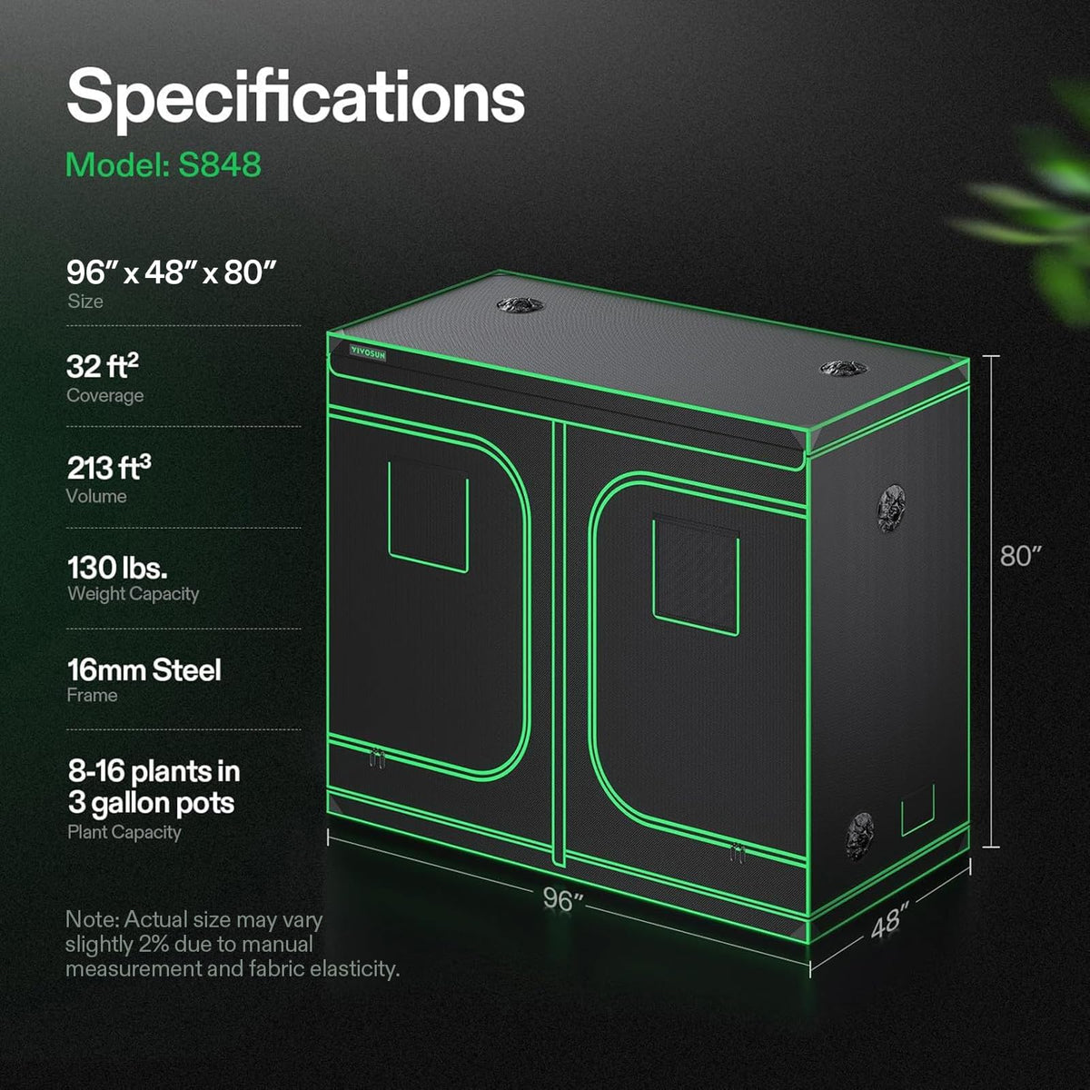 VIVOSUN S848 tool-free assembly with included instructions