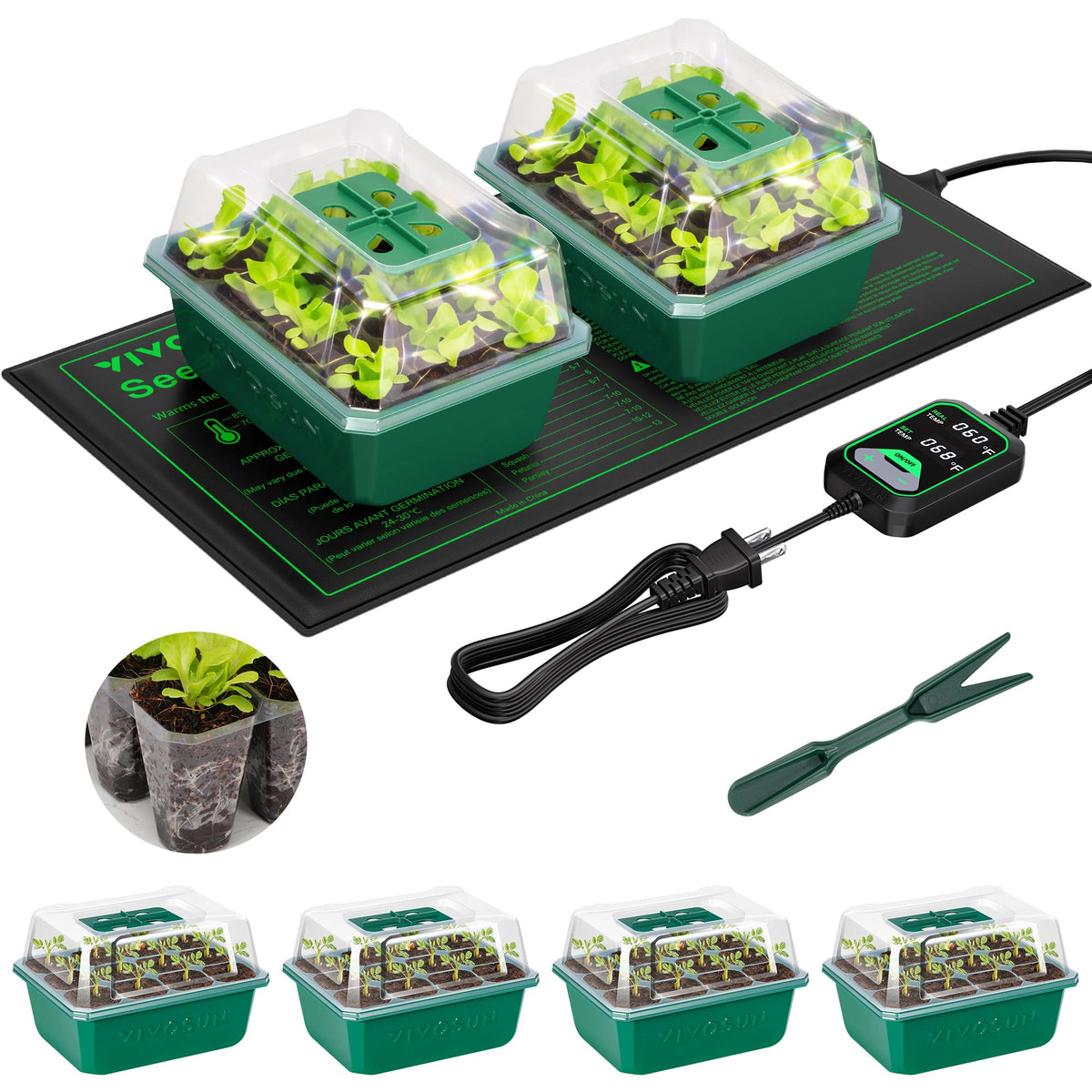 VIVOSUN seed starter trays 72-cell with dome for reliable germination