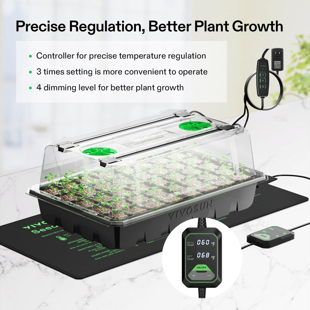 VIVOSUN seedling heat mat provides even warmth for consistent growth.