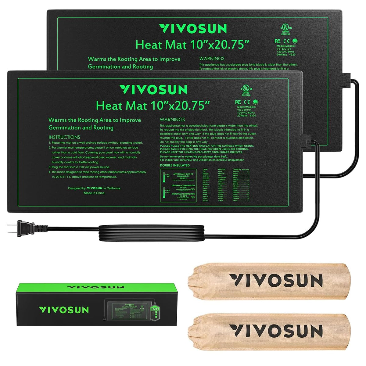 VIVOSUN seedling heat mat front view showing even warmth distribution