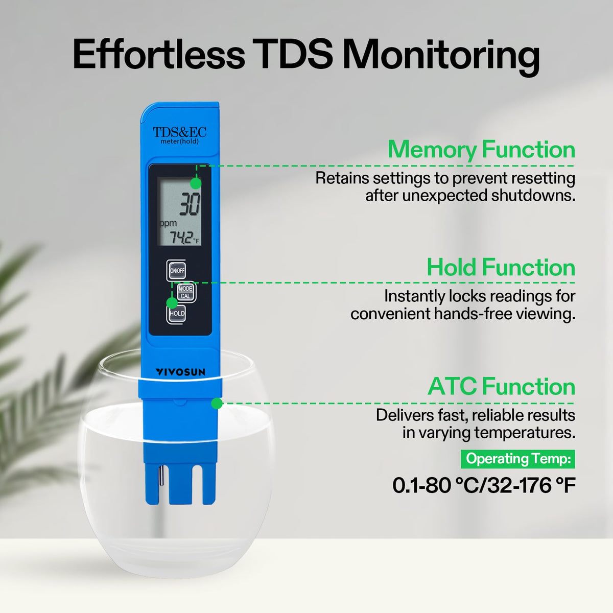 VIVOSUN soil tester with one-button mode switch