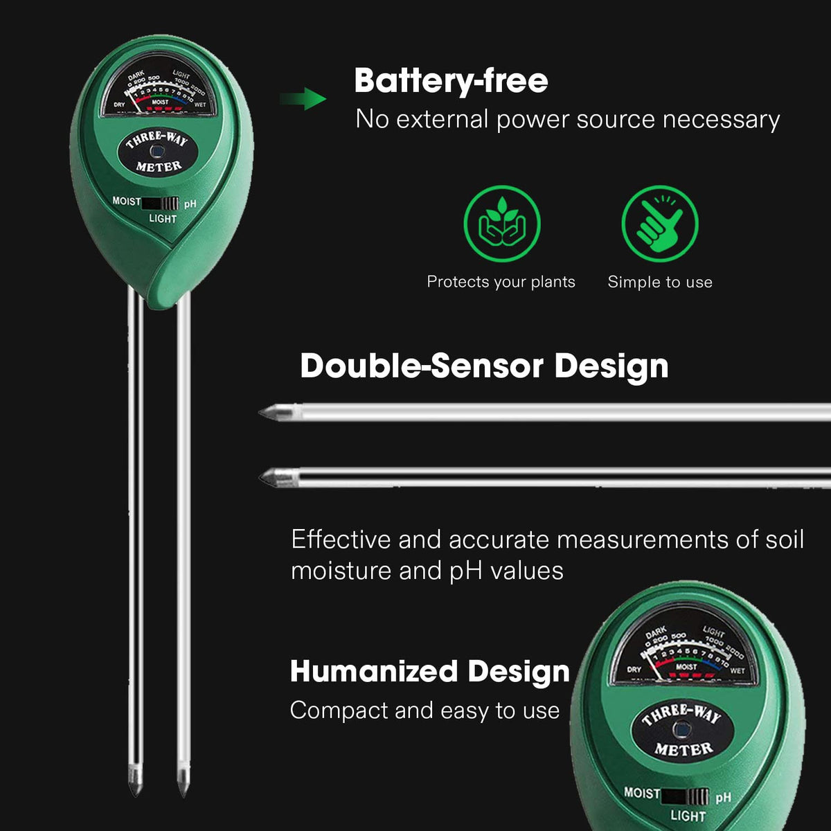 VIVOSUN soil tester showing soil pH value for balancing soil.