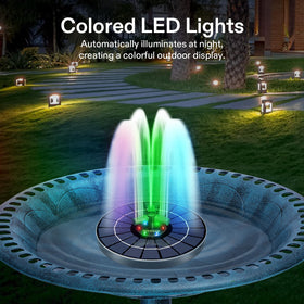 VIVOSUN solar fountain includes built in battery storage for ongoing operation.