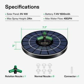 VIVOSUN solar fountain pump on water surface shows floating design.