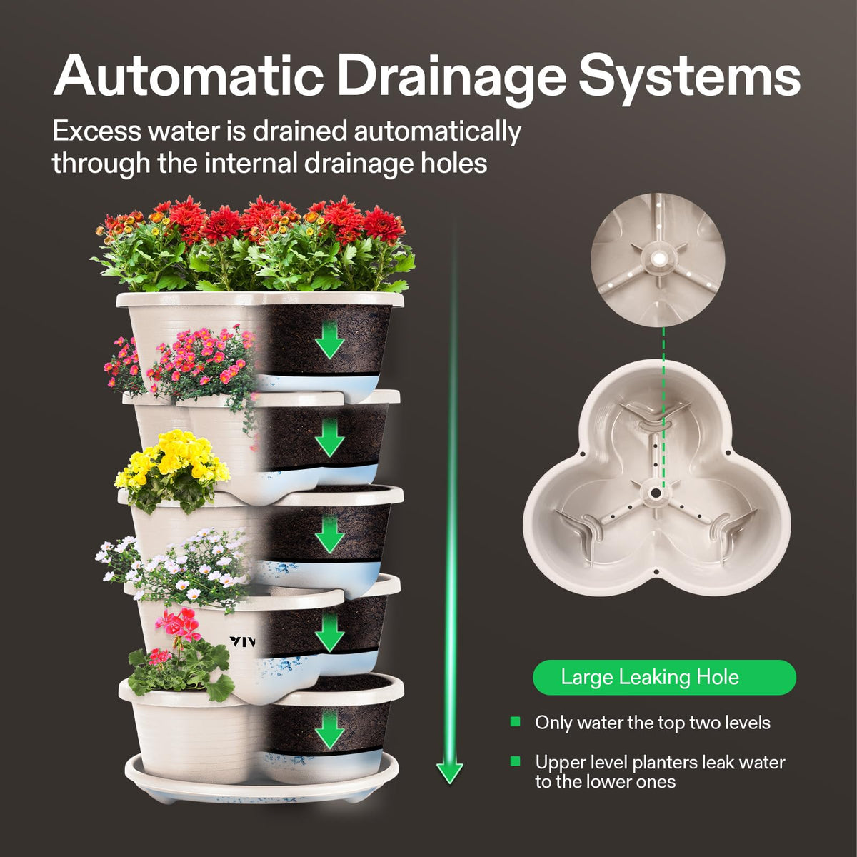 VIVOSUN stackable planter configurations show flexible two to four-tier options