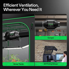 VIVOSUN T4 inline duct fan with E12 controller enabling adjustable speeds for cooling