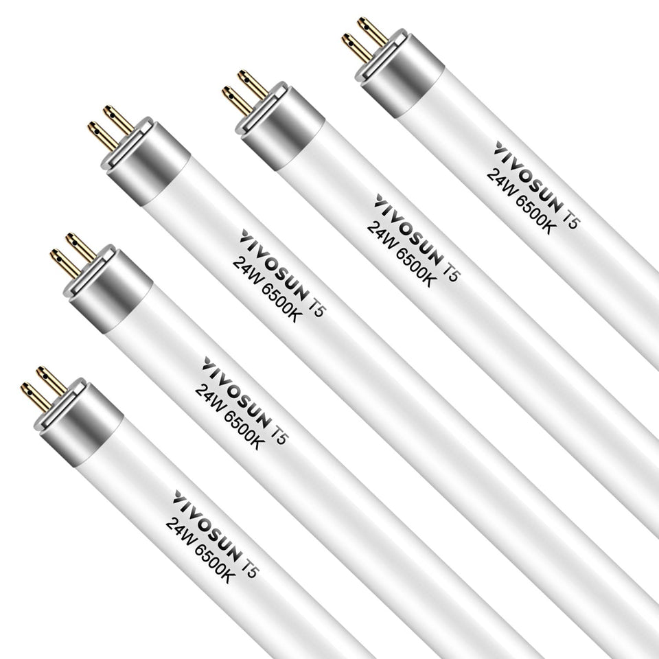 VIVOSUN T5 grow light bulbs closeup showing 6500K spectrum for vibrant indoor plants
