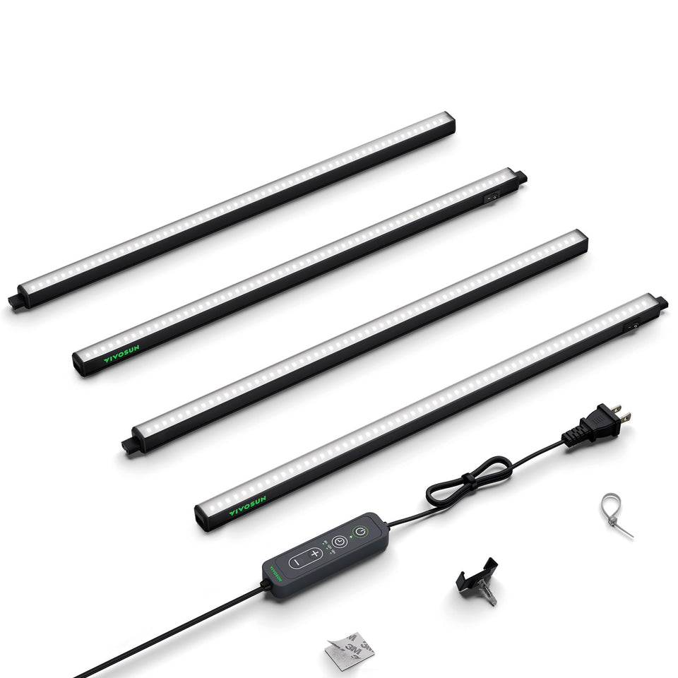 VIVOSUN T5 full-spectrum 5000K 60W 2ft strip over seedlings for even growth