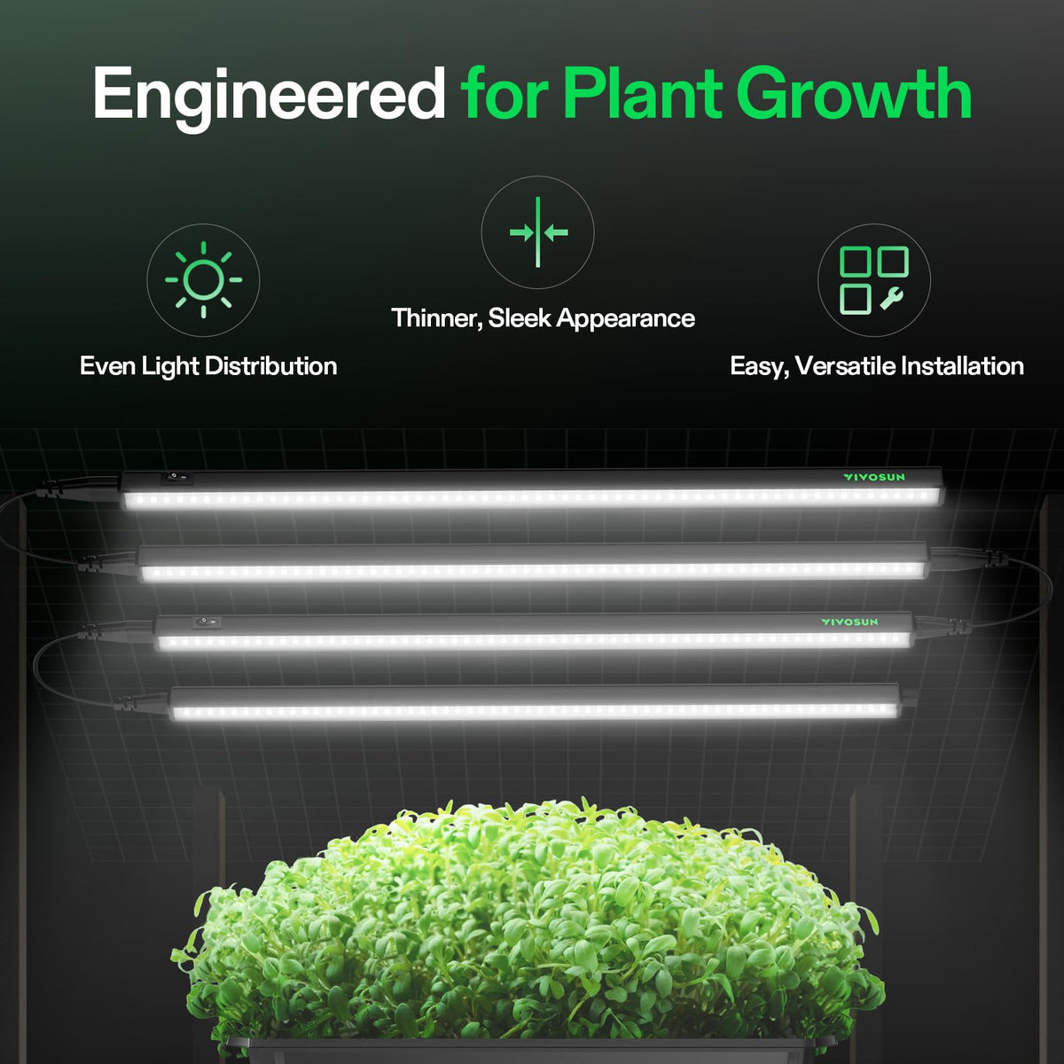 Close-up of VIVOSUN T5 LED diodes highlighting efficient plant lighting