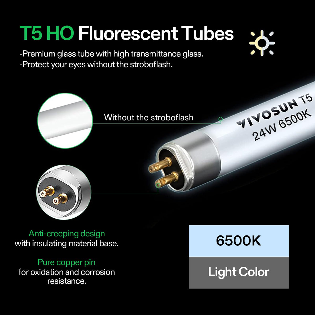 Long life up to 20,000 hours from VIVOSUN T5 bulbs