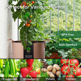 VIVOSUN tan grow bags ideal for soil or soil-mix plantings.