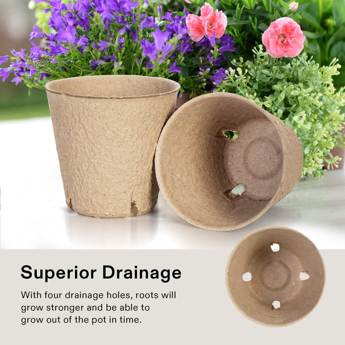 VIVOSUN textured peat pot close-up highlighting easy removal