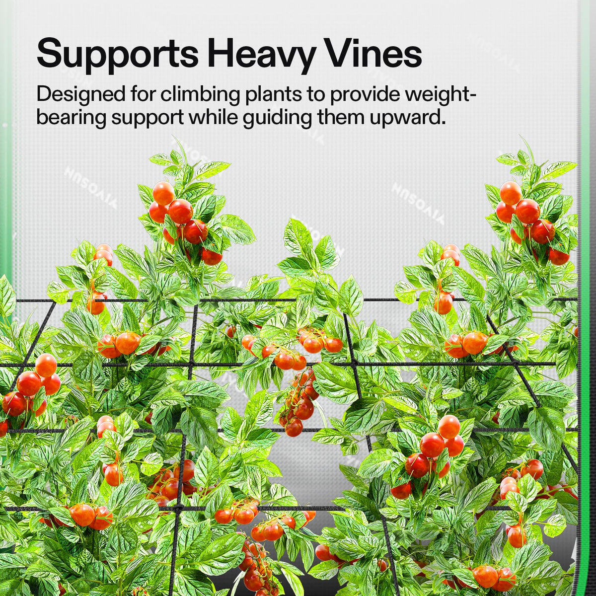 VIVOSUN trellis hooks close-up showing rustproof hardware for durable garden support.
