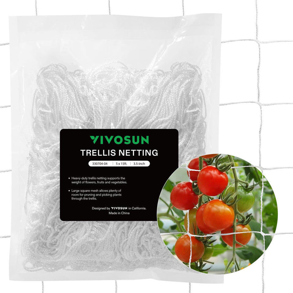 VIVOSUN trellis netting 5x15 ft provides sturdy vertical garden support.