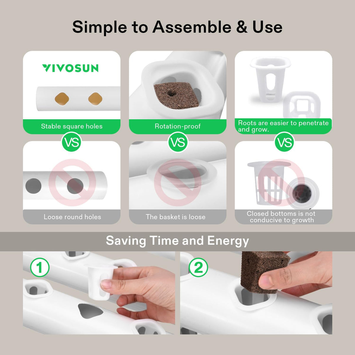 VIVOSUN tubing and power plug for reliable setup