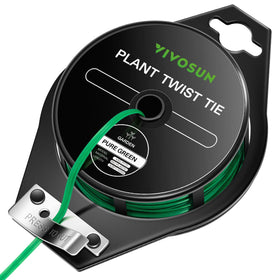 VIVOSUN Twist Ties roll in green with cutter, ideal for garden support.