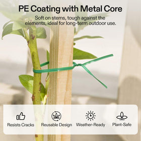 VIVOSUN Twist Ties securing plants to trellises for sturdy growth.