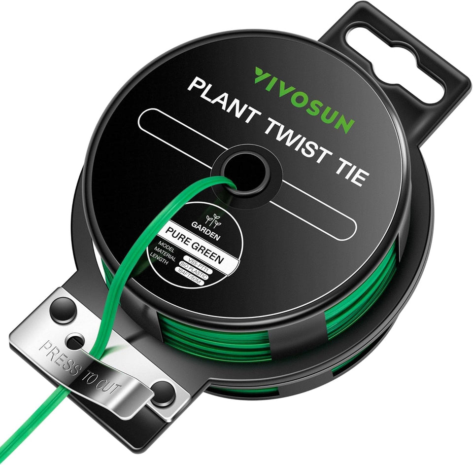 VIVOSUN twist ties green roll with cutter for plant support