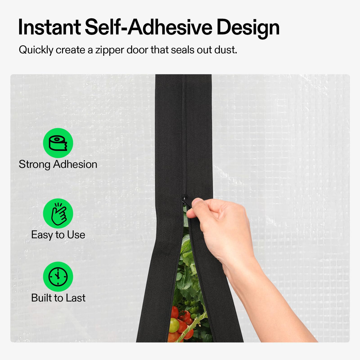 VIVOSUN weather-resistant zipper stands up to wind and rain outdoors