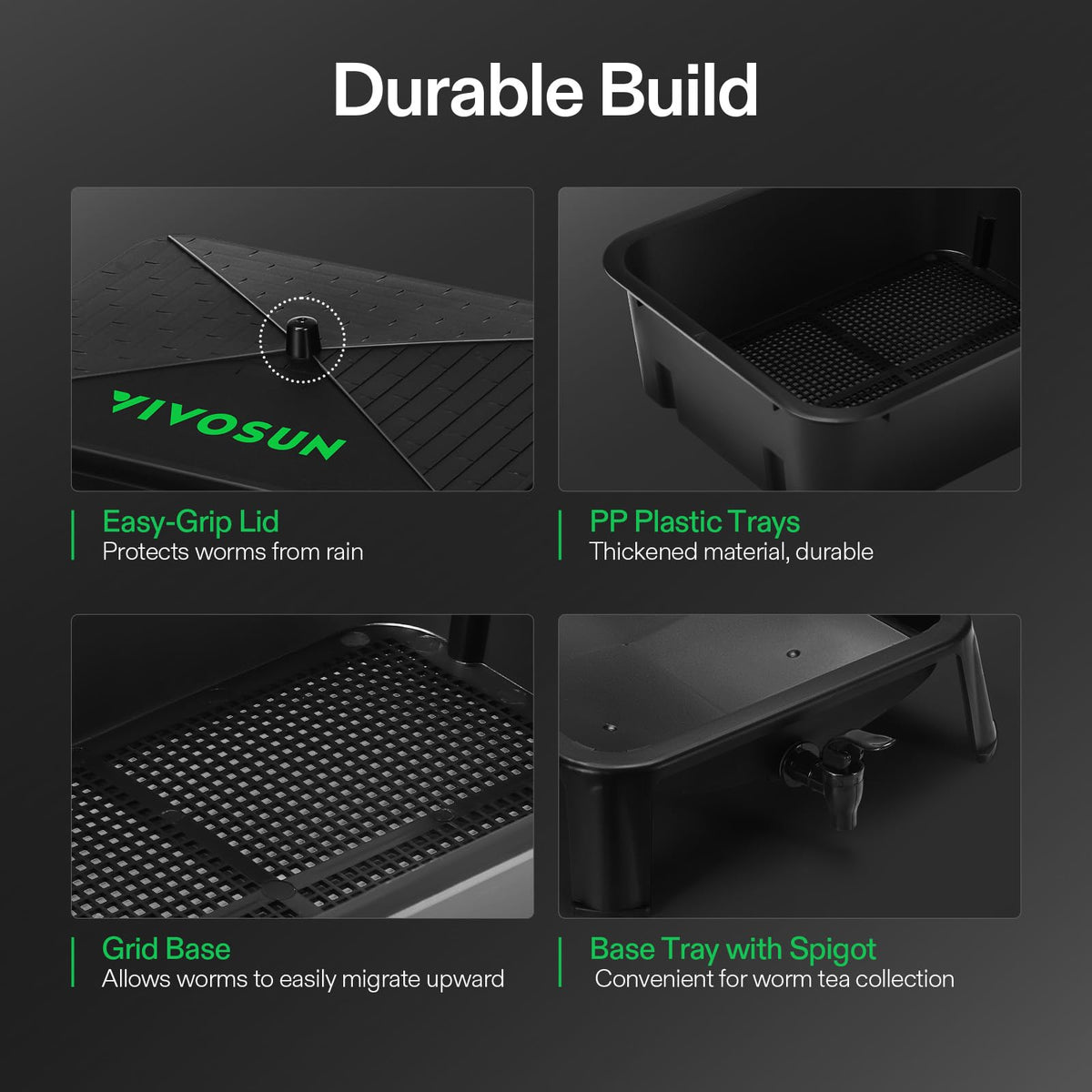 Ventilation slits on the VIVOSUN bin support airflow and odor control
