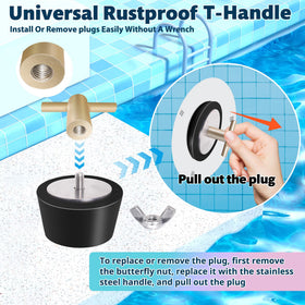 Vizava 1.5-inch rubber pool plug with T-handle for easy fit.