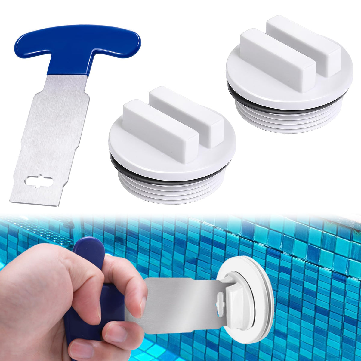 Vizava winter pool plug 1.5-inch threaded with O-ring for tight seals.