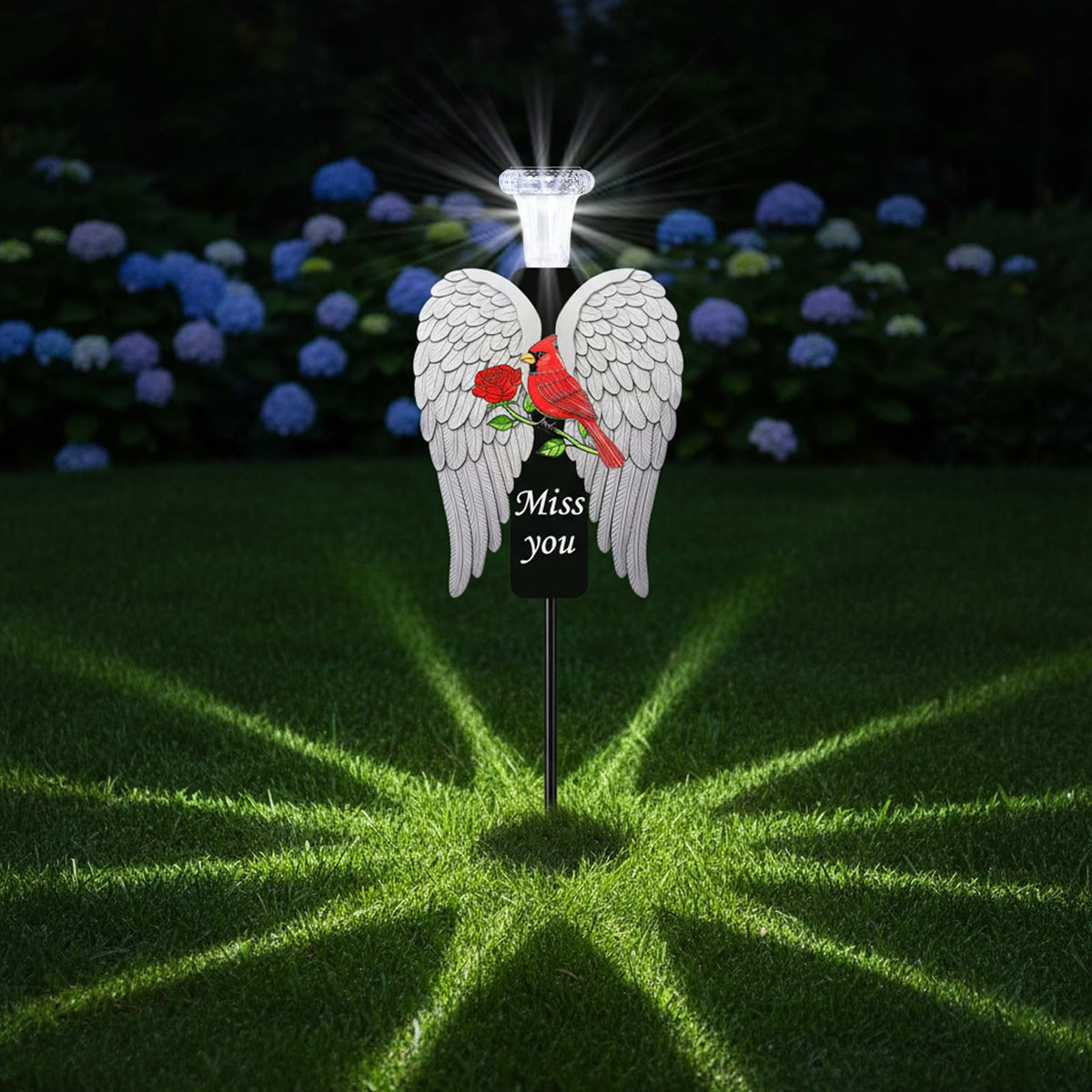 VKEVOC cardinal on rose detail emphasizes cherished symbolism for memorial displays.