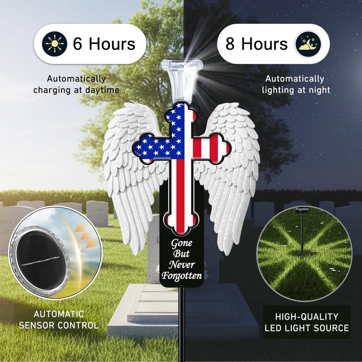 VKEVOC Dusk-to-Dawn LED illumination keeps the site lit after sundown.