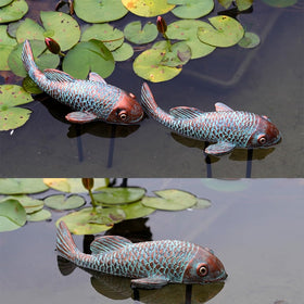 VKEVOC koi fish statue beside pond edge for tranquil ambiance