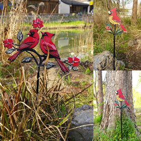 VKEVOC Red Cardinal Garden Stake gift-packaging-ready conveys thoughtful outdoor décor gift.
