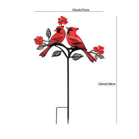 VKEVOC Red Cardinal Garden Stake in-yard setup highlights versatile placement along borders, lawns, and walkways.