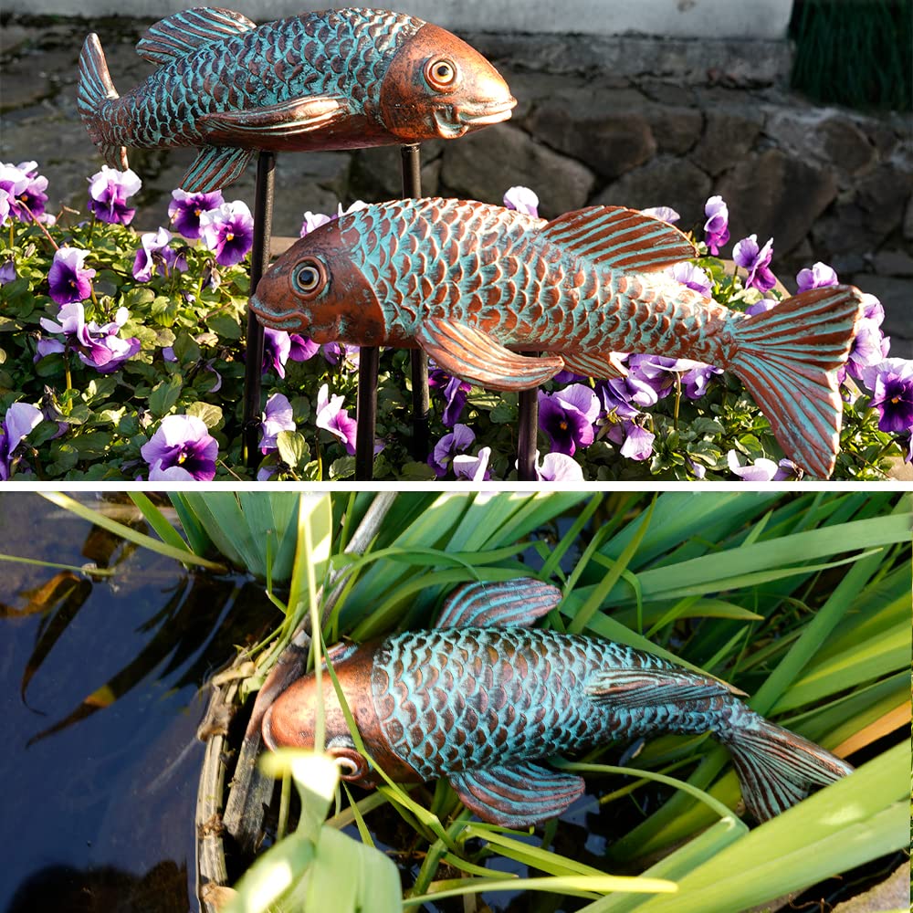 VKEVOC two-piece koi fish set as garden art arrangement