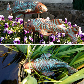VKEVOC two-piece koi fish set as garden art arrangement