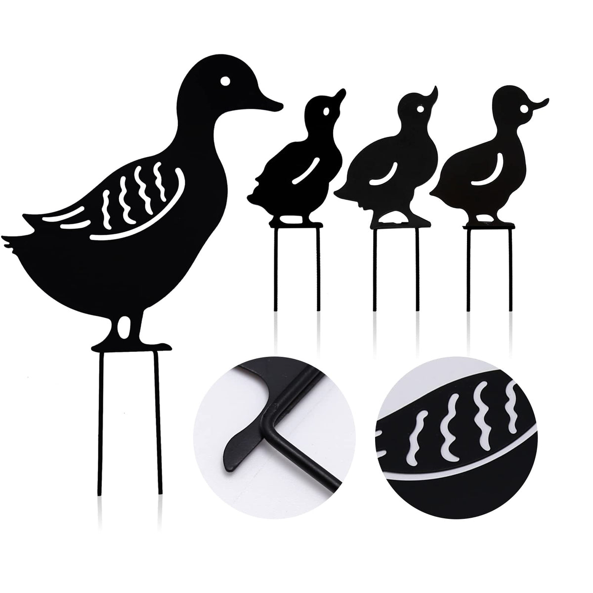 Vkinman black duck statue enhances curb appeal for any garden.