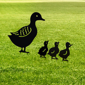 Vkinman hollow metal duck statue adds depth to any garden display.