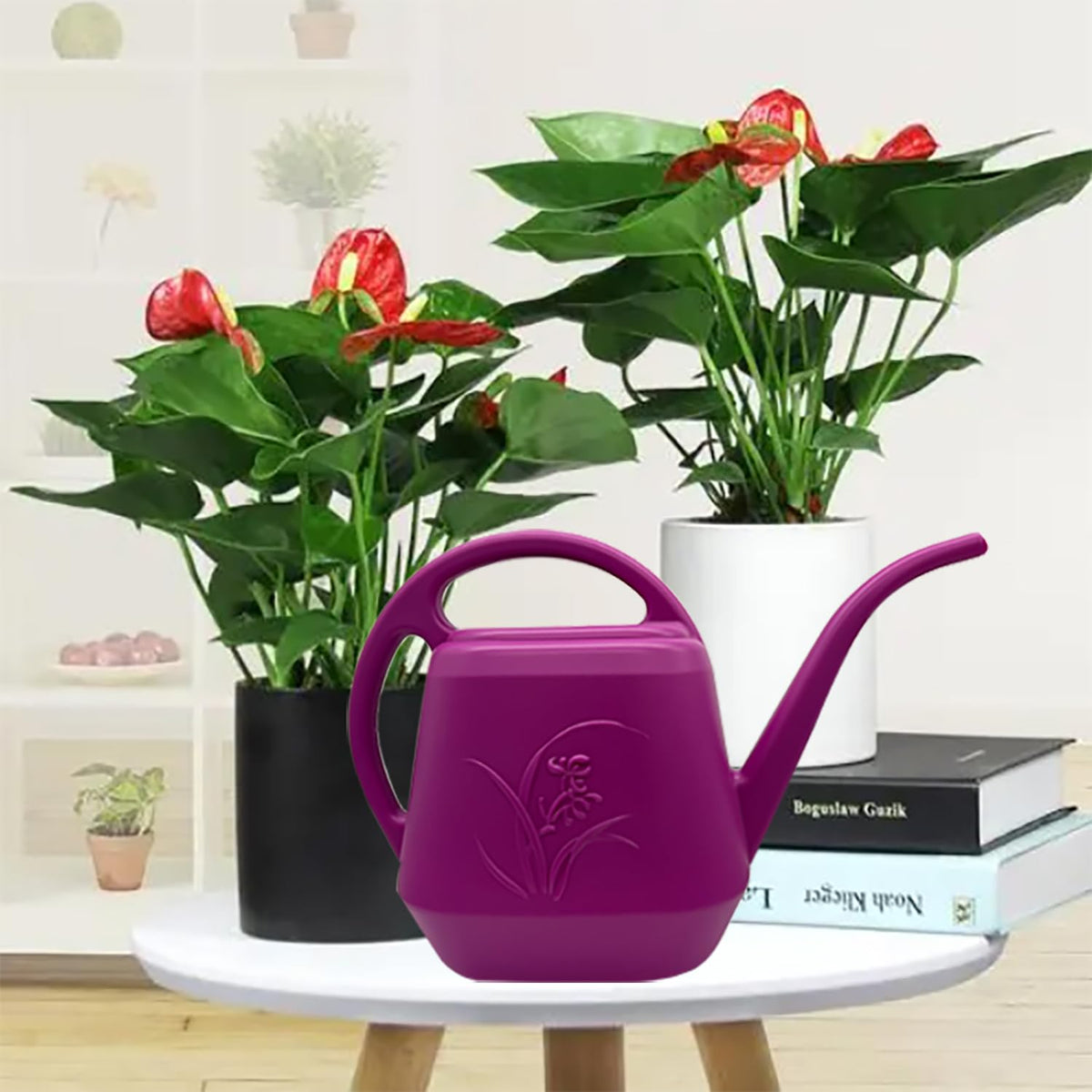 VKPLITE Rose Red watering can made from recyclable plastic for sustainable use.