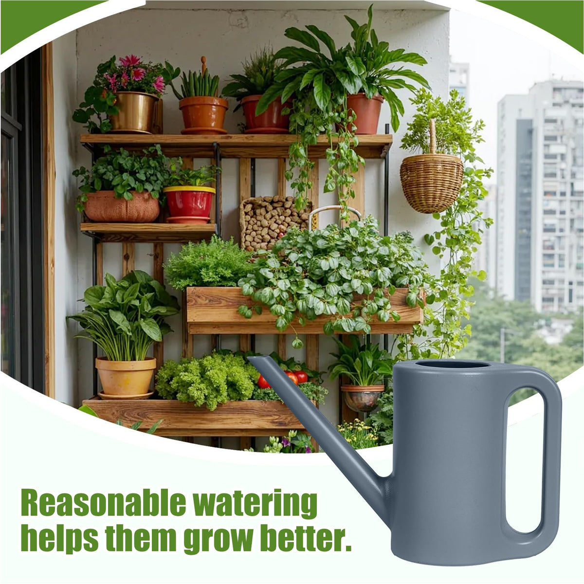 VKPLITE watering can suits indoor and outdoor spaces for gentle watering.
