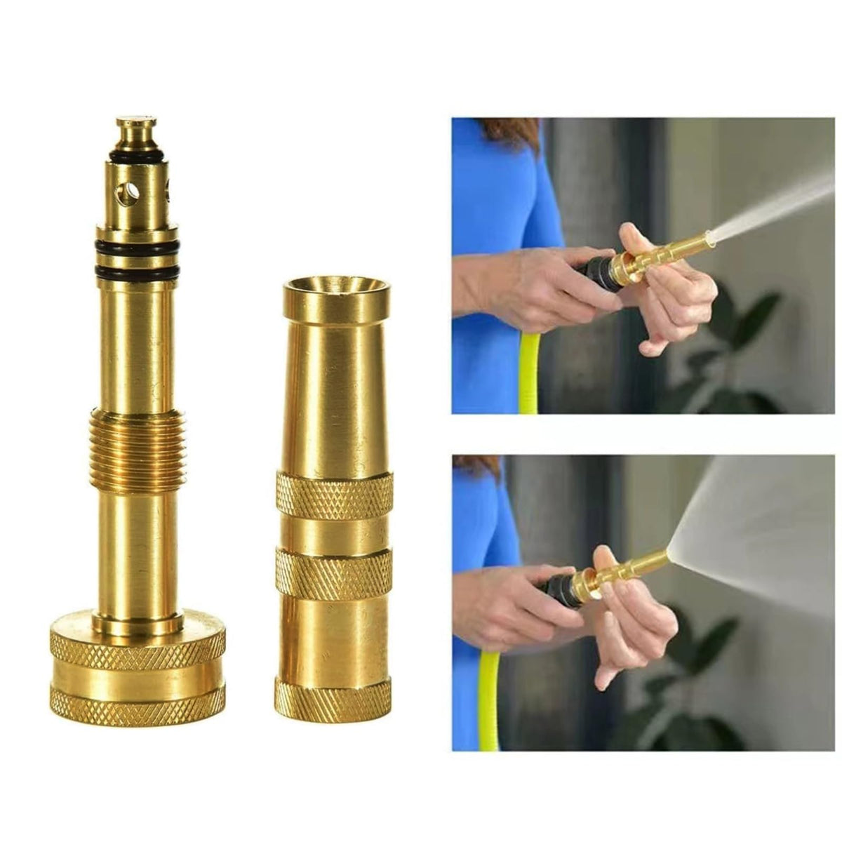 VNEIRSHAH brass nozzle in garden watering setup for lawn care.