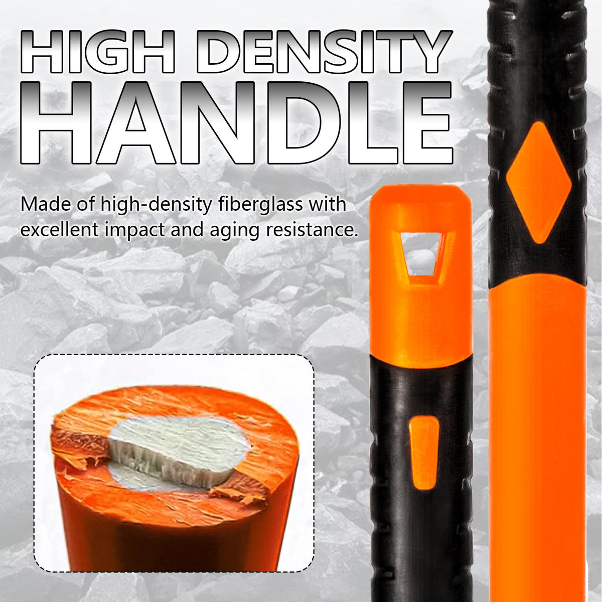 VNIMTI 36-inch pick axe in use outdoors for digging and breaking roots.