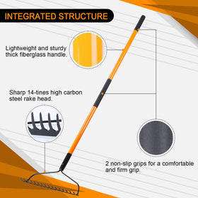 VNIMTI 58-inch rake length reduces back strain during use