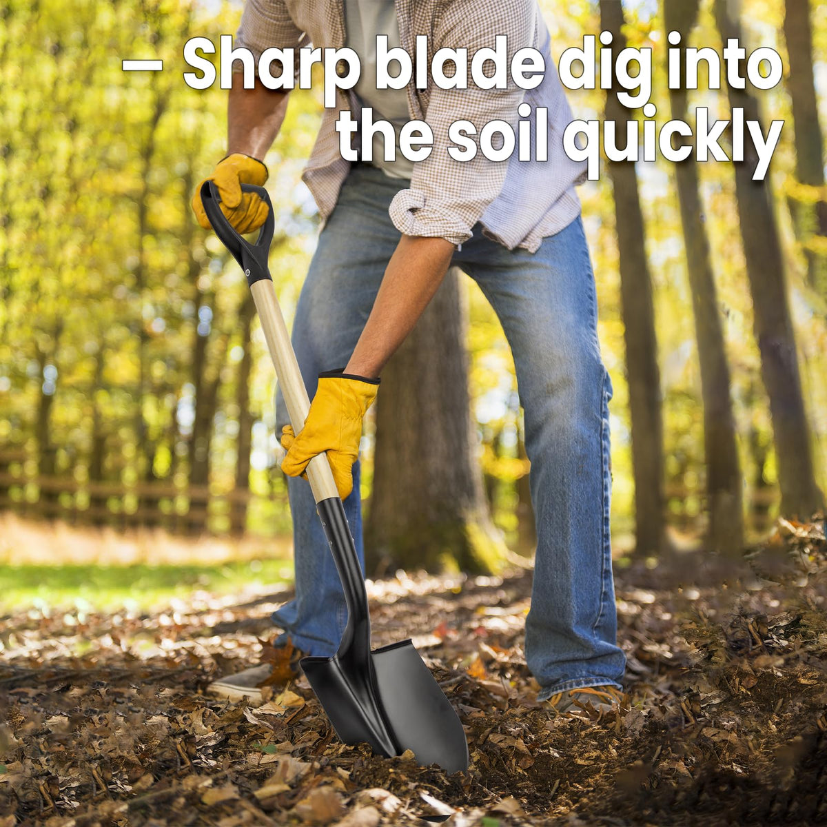 VNIMTI D-handle grip shovel provides secure grip for comfortable digging sessions.