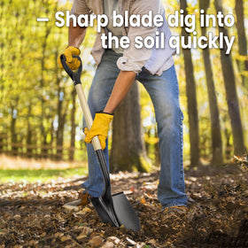 VNIMTI D-handle grip shovel provides secure grip for comfortable digging sessions.