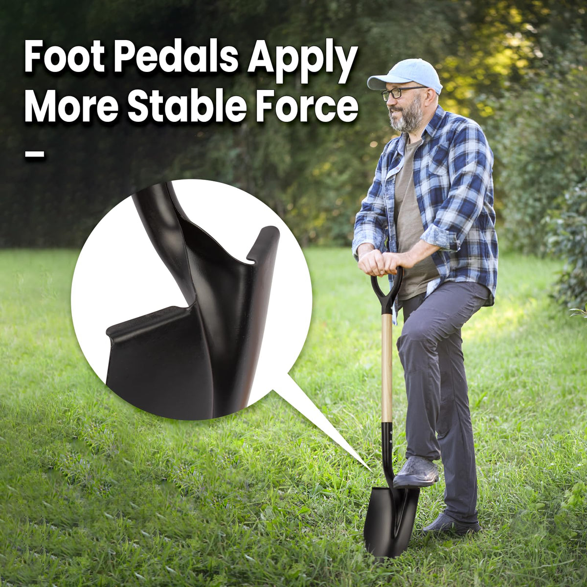 VNIMTI drop-shaped head enhances contact surface for easier breaking through packed soil.