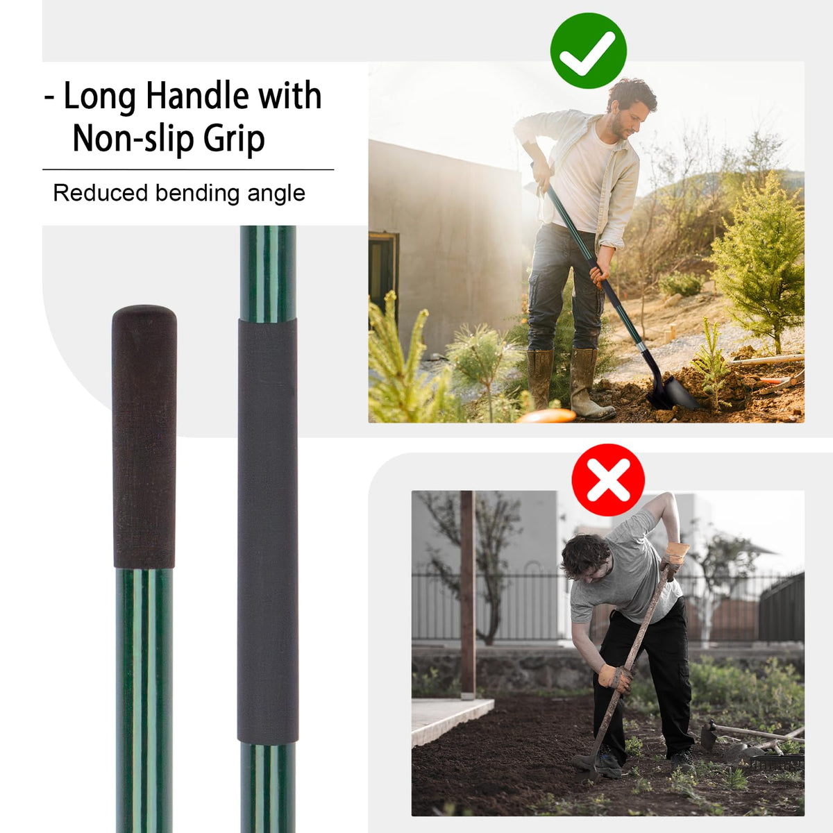 VNIMTI fiberglass handle provides a reliable grip when wet